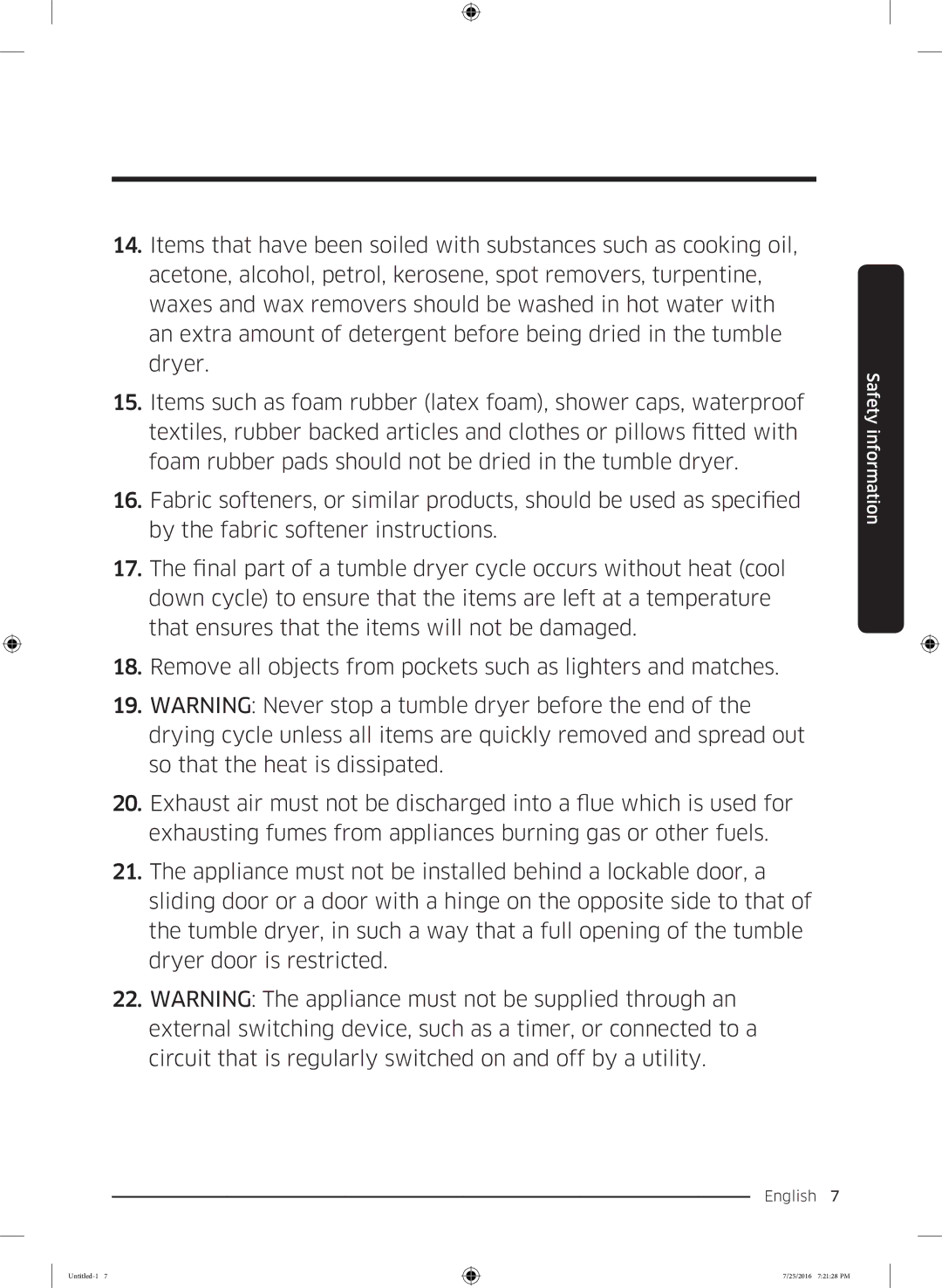 Samsung WD17J7825KP/SV manual English 7  